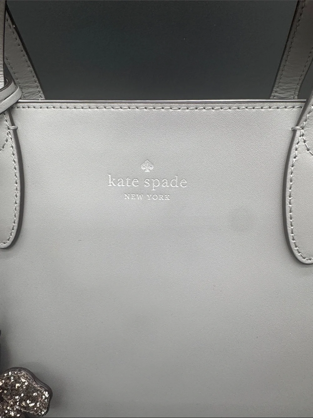 kate spade Kerri Medium Zip Tote Gray Smooth Leather